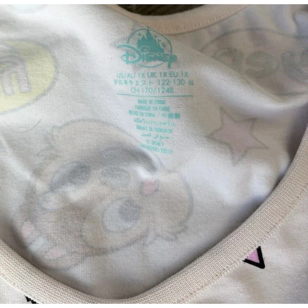 Disney Chip And Dale Women’s Pajama Set Size 1X NWT White Two Piece Organic Cott